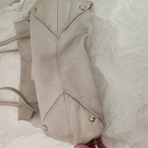 Jimmy Choo Cream Shoulder Bag Grey Gray Handle Purse Designer Leather Fashion - Picture 2 of 11